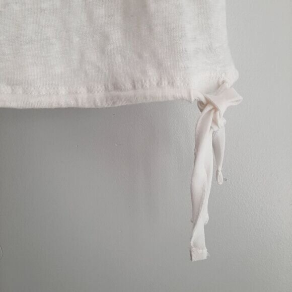 RW&CO Linen Top Semi-Sheer Floral Embroidered Yoke White Top Sz L - Picture 7 of 13